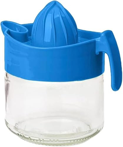 Glass Manual Fruit Juicer Hand Press Lemon Lime Orange Citrus Squeezer Jug (Blue)