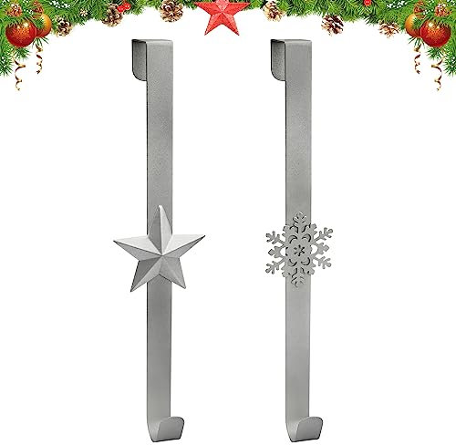 Ganchos de puerta plateados,Colgador de corona de Navidad,Gancho para puerta,Colgador de corona de metal plateado de 38 cm,colgadores en forma de S,ganchos para decoración de árbol de Navidad
