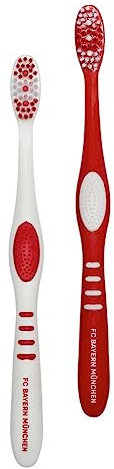 FC Bayern München Zahnbürste 2er Set medium rot-weiß Toothbrush FCB