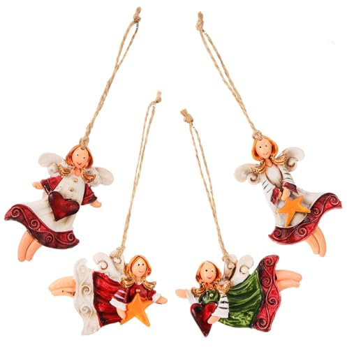 Amosfun 4 Stück Weihnachtsengel-anhänger Weihnachtsbaum-anhänger Weihnachtsbedarf Weihnachtsbaumspitzen Weihnachtsbaum Dekor Weiß Harz Amerikanischer Stil Weihnachtsutensilien