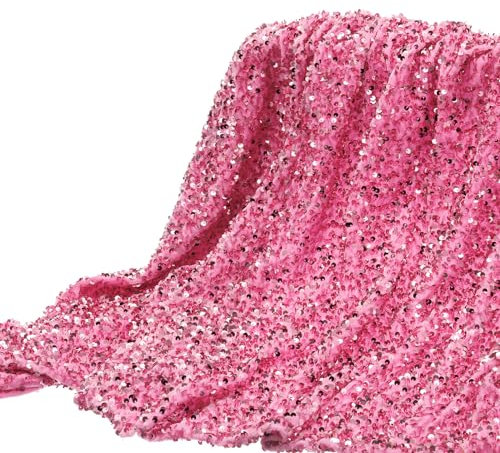 DMiotech 2 Irade Tessuto Paillettes Rosa Velluto Luccicante Iridescente 4ft di Larghezza per Cucito Fai da Te Tovaglia Sfondo Abiti