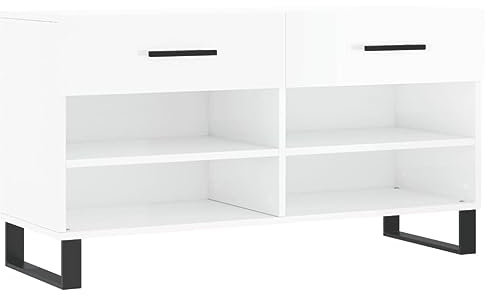 vidaXL Schuhbank Hochglanz-Weiß 102x35x55 cm Holzwerkstoff