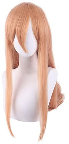 Anime Chainsaw Man Power Cosplay Wig Synthetic Hair Halloween Costume Long Orange Wigs For Party