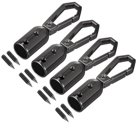 QUARKZMAN Kordel Endkappe 4Stk 8mm/0.32 Endkappe Trommel Perlen Endstücke Schnur mit Schrauben Suche für Tassel Schmuck Herstellung Tasche Riemen Basteln Schwarz