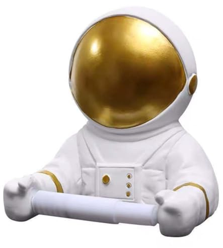 Angoily Astronaut Toilet Roll Holder Wall Mounted Space-Themed Resin Bathroom Accessory Easy Installation for Home and Office