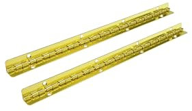 QCAA 90 Degree Stop Long Piano Hinge, Durable Steel Box Case Hinge, 200 mm x 9 mm(7.87 x 0.35), Brass Plated, Made in Taiwan, 2 Pack
