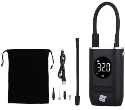 NK Compresor de Aire Eléctrico Portátil, Inflador e Hinchador 150 PSI, 4000mAh, Pantalla Digital, Linterna LED, Apto para Coche, Moto, Bicicleta, Patinete y Balones
