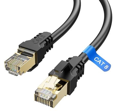 YSONG Cat 8 Ethernet Cable 0.5M,High Speed 40Gbps,2000Mhz,26AWG,Gold Plated RJ45 Connector for Outdoor&Indoor Weatherproof UV,for/PC/Modem/Router/Gaming,Faster Than Cat7/Cat6/Cat5