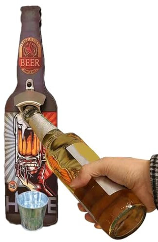 Décapsuleur mural avec capot, décapsuleur à suspendre, décapsuleur avec capsules, récupérateur de bouteilles, décapsuleur mural vintage, convient pour les hommes et les amateurs de bière