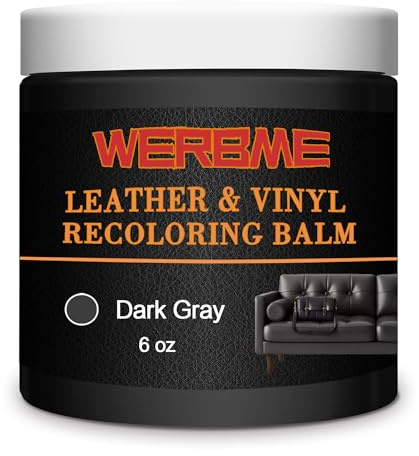 WERBME Leather Recoloring Balm & Color Restorer - Multipurpose Dye & Paint for Faded Leather Couches, Car Seats, Shoes | Fix Scratches on Clothing, Furniture & Accessories(Dark Gray)