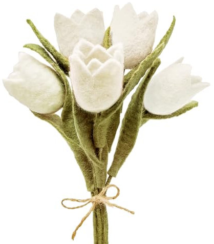 Glaciart One Künstlicher Blumenstrauß aus Filz, Tulpen, wiederverwendbar, waschbar und für ätherische Öle, Mehrfarbig, mit biegbarem Drahtstiel, Dekoration für Zuhause oder