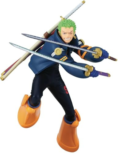 Zoro Statue Mit Katanas Eierkopfanzug 16 cm