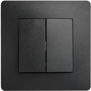DEBFLEX - Caly - Interruptor Commutador Doble - Interruptor de Pared Cuadrado para Control de Iluminación - Terminales de Conexión Automática - ABS - Instalación Empotrable - Negro - 85 x 85 x 37 mm