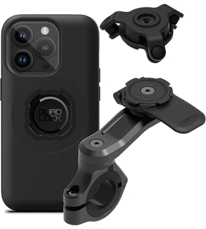 Quad Lock Motorcycle Handlebar Phone Mount PRO Kit with Vibration Dampener and iPhone 14 Pro MAG Case
