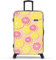 BHPPY Reisekoffer mit Muster - Großer Check-in Koffer mit Zahlenschloss - 4 Rollen - Zitronenmuster - Gelb (77 cm)