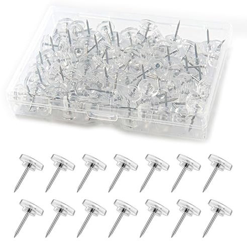 Reiszwecken mit Kopf 150 Stück Transparente Reißzwecken 16mm Heftzwecken Reisszwecken Pinnwandnadeln Flacher Kopf Reißnägel für Pinnwand