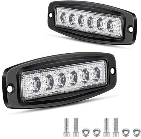 Fxlpower 2 Stück 18W LED Spot Rückfahrscheinwerfer 12-80V Zusatzscheinwerfer, IP67 Offroad led Arbeitsscheinwerfer für Auto, Trittstufen eines LKWs, Pickup,Traktor, 4x4, ATV, Motorräder