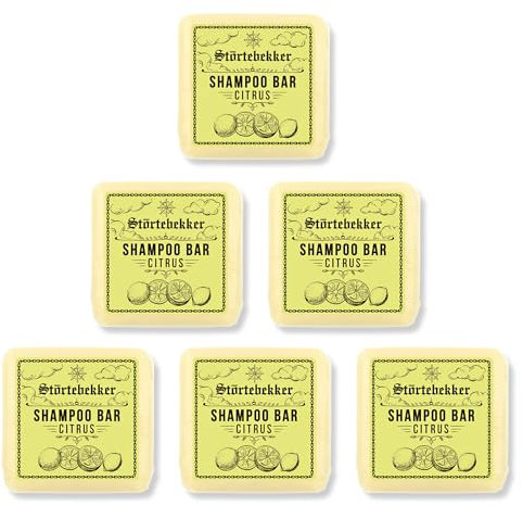 Störtebekker® Premium Shampoo Bar Citrus (6x) - Festes Shampoo Herren & Damen - 3in1 Duschseife Männer für Haar, Gesicht, Körper - Feuchtigkeitsshampoo - vegan, handgefertigt - 6x100g