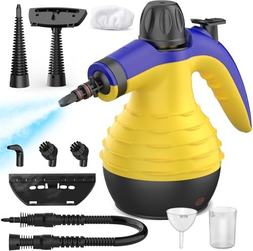 ASSCA Handheld Steam Cleaner, 9 in 1 Portable Steam Cleaner Handheld Comes for Multi-Surface Stain Removal, High Pressure Steamer Cleaning Perfect for Carpet, Sofa, Floor, Bathroom, Window, Car