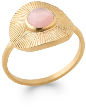 Bijouxenvogue Bague Plaqué Or Quartz Rose Texturé Couleurs Taille 52
