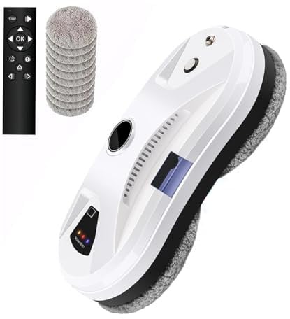 Robot limpiador de cristal, 5600 Pa de succión, robot lavado de cristal automático, sistema de seguridad, navegación inteligente, control remoto, para todas las superficies lisas, con 10 paños (B)