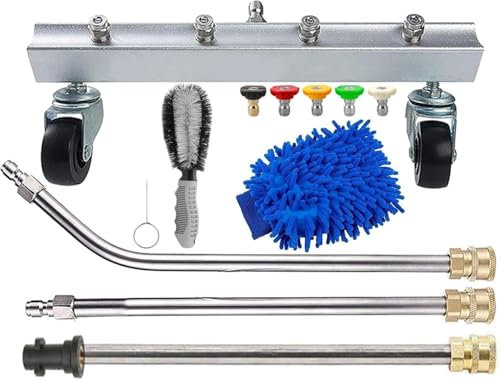 YUET Pressure Washer Undercarriage Cleaner Water Broom, Under Car Wash, with Extension 45 Degree Angled Wand, Pressure Washer Accessories Water Spray Cleaning Floor Tool, 4000PSI Wands (for Karcher)