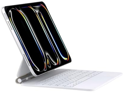 Dolpking Magic Keyboard - Funda para iPad Pro de 13 pulgadas (M4, 2024), funda con teclado para iPad Pro 13 con trackpad multitáctil, diseño de conexión automática, teclas retroiluminadas (blanco,