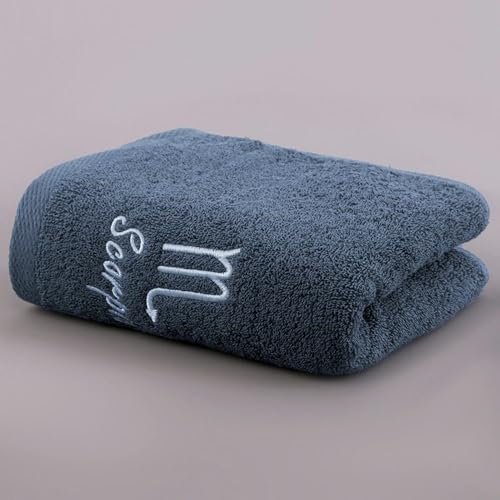 MEKPAM Handtuch Aus Baumwolle Mit Zwölf Sternbildern Dick Saugfähig Weiche Baumwolle Gesichtshandtuch Skorpionblau
