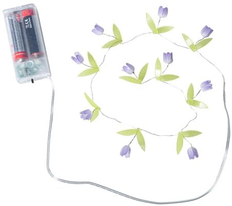 Ideen mit Herz LED-Drahtlichterkette | Blümchen | Blüten-Lichterkette | Frühling | Sommer | 10 LEDs | warmweiß | 75 cm lang | batteriebetrieben | inkl. Timer-Funktion (Lila)