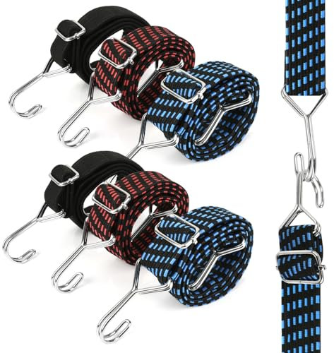 Spanngummi mit Haken, CEOTIS 6 Stück Expander Spanngurte mit Haken,1M Flach Spanngurte mit Metallhaken,Spanngummi Verstellba,Gepäckspanner für Fahrrad, Motorrad Gepäckpakete, Autotransporter, Camping