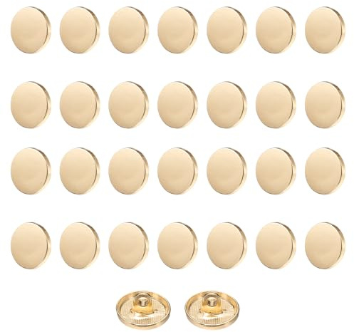 QUARKZMAN 30 Stück Knöpfe 15mm Metall Flache Buttons zum Annähen Runde Bastelknöpfe für Bekleidung Hosen Mantel Jacken Blazer Hemd Anzüge Dekorieren Handwerk Selber Machen, Roségold