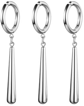 Oidea Herren Ohrringe Zorro Set: Silber 3 Stück Fake Ohrringe aus Edelstahl ohne Ohrlöcher Creolen Ohrclips Schmuck Geschenk für Anime-Fans Roronoa Cosplays Männer Junge