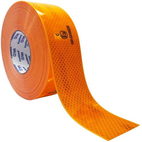 FlashBack ECE104 Reflective 50mm Wide Conspicuity Tape - HGV, Truck, Trailer, Van etc (Amber Yellow, 50mm x 1m)