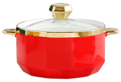 Soupière de service en porcelaine, bol à soupe rond en céramique avec couvercle en verre et poignée, passe au micro-ondes et au lave-vaisselle pour décoration de cuisine