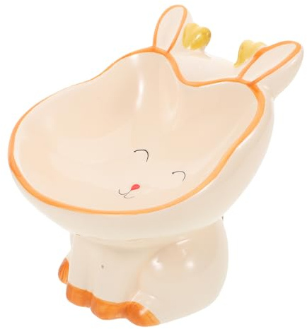 TOBBOMEY Ceramic Pet Bowl Tilted Design Large Mouth Dog and Cat Food Water Dish Non-slip Base Porcelain Feeding Holder Stylish Small Dog Replacement Bowl for Pets