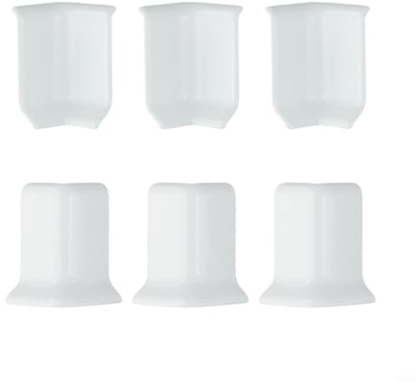 Sockelleisten-Ecke für 5,4 cm hohe Wandverkleidung, Innen- und Außenbucht-Basisverbinder, 6 Stück (3 innen + 3 außen) | ABS Dur(S Weiß)