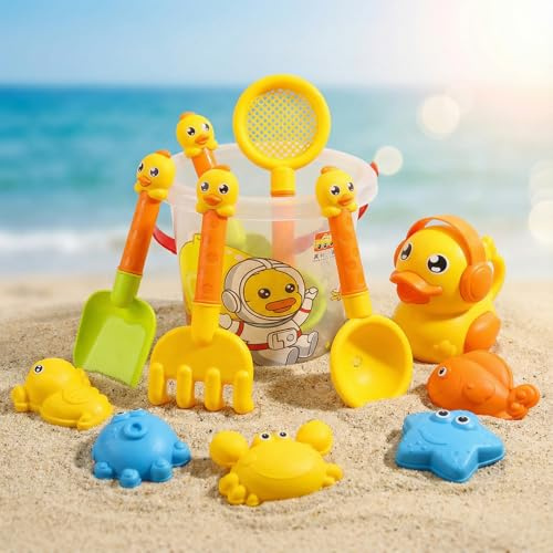 14 Stück Sandspielzeug Strandspielzeug Kinder, Strand Sandspielzeug Set, Sandspielzeug ab 1 jahr, Sandförmchen Sandschaufel Kinder, Sandkasten Spielzeug mit Sand Förmchen, Eimer, Schaufeln, Gießkanne