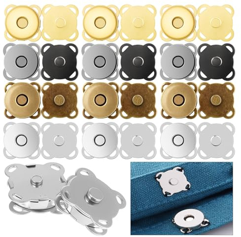 Druckknöpfe zum Annähen, Magnetknopf für Taschen (Mixed Colour, 18mm*12) | Magnetverschluss, Metall Magnet Knöpfe für Kleidung Strickjacken Diy Jacken Handtaschen, Taschenverschluss