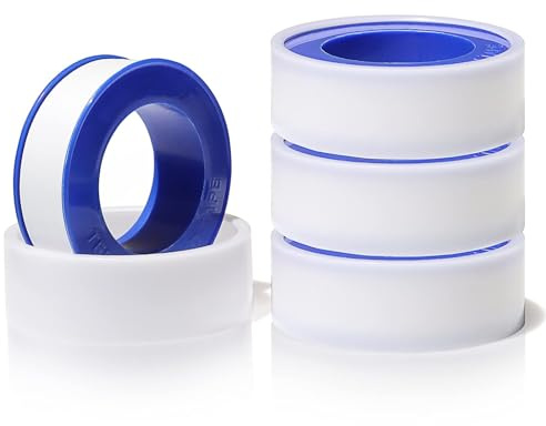 TUOTDE 4 Rolls PTFE Tape, PTFE Pipe Slealant Teflon Seal Tape Plumbers Tape, Waterproof Plumbing Tape, Plumber Seal Equipment for Pipes, Faucets, Shower Head Connection Pipes etc (12mm x 10m, White)