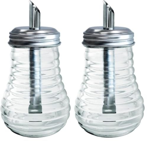 NERTHUS FIH 1369 zuccheriera vetro con dispenser dosatore ideale per caffè colazione cucina caffetteria (Confezione da 2)