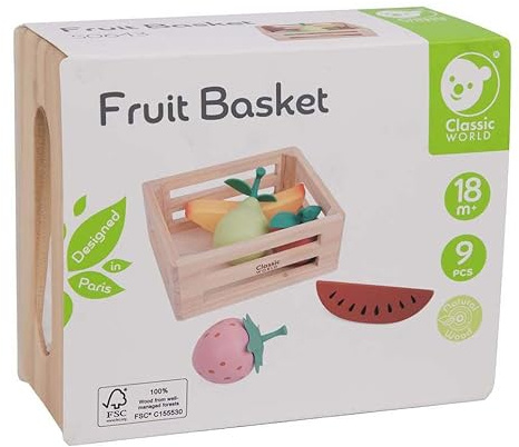 Classic World Holz Spielzeug Obstkiste für Kinderküche und Kaufladen