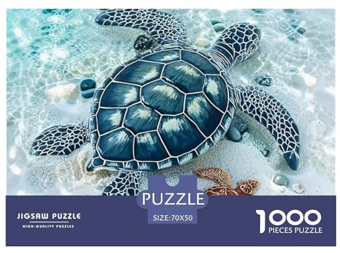 Sea Turtles on Sand 1000 Pieces Recycled Paper Puzzle for Adults -Mosaic Sea Turtles in Ocean Scene Educational Game Decompression Fun Present70x50cm/1000pcs
