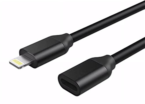 YWIBAHS Lightning-Verlängerungskabel, Stecker auf Buchse, 8-polig, Dock-Kabel, kompatibel mit iOS-Geräten (1,8 m, schwarz)
