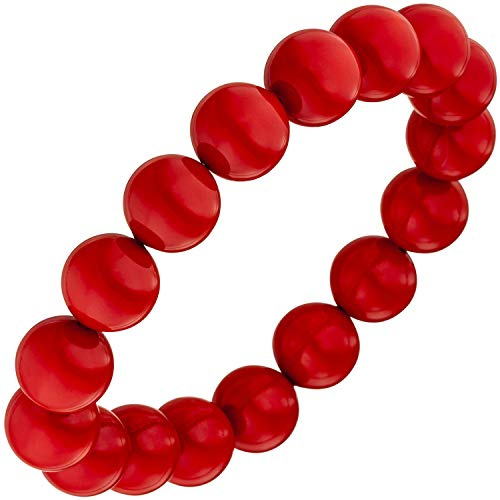 Jobo Damen-Armband mit Muschelkern-Perlen rot 19 cm