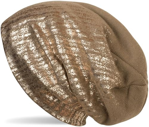 styleBREAKER Unisex Beanie Mütze Metallic Fleece Futter 60cm | Slouch Longbeanie. elastisches Material. Bundweite 26cm. Höhe 28cm. Einheitsgröße. winterfest. weiche Haptik.