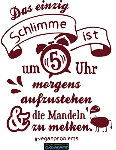 CLICKANDPRINT Aufkleber » Vegane Probleme - Mandeln melken, 30x23,6cm, Purpurrot • Dekoaufkleber/Autoaufkleber/Sticker/Decal/Vinyl