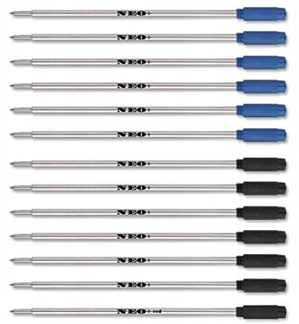 NEO+ Quality Ballpoint Pen Refills, Compatible with Cross Pen, 8513 (6 x Blue Ink + 6 x Black Ink + 1 x RED Ink)