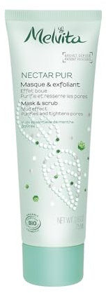 Melvita, Maschera Effetto Fango di Nettare Puro Naturale al 100%, Per Pelle Chiara, Purificata e Delicatamente Esfoliata, Vegano, Biodegradabile, Certificato Biologico, Prodotto in Francia, Tubo 75 ml