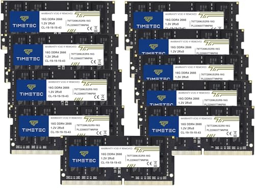 Timetec 160GB KIT(10x16GB) DDR4 2666MHz (PC4-2666V) PC4-21300 SODIMM RAM per laptop, mini PC e computer All-in-One – Non-ECC Unbuffered, 260 pin, 1,2V CL19 modulo di memoria