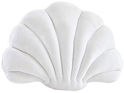 Muschel-förmiges Kissen, Zierkissen Dekorative Muschelschale Kopfkissen Scallop Shells Kuschelkissen Baumwolle Sofakissen Dekokissen Plüschtier Meerestier Kissen für Bett Sofa Stuhl Auto, Weiß